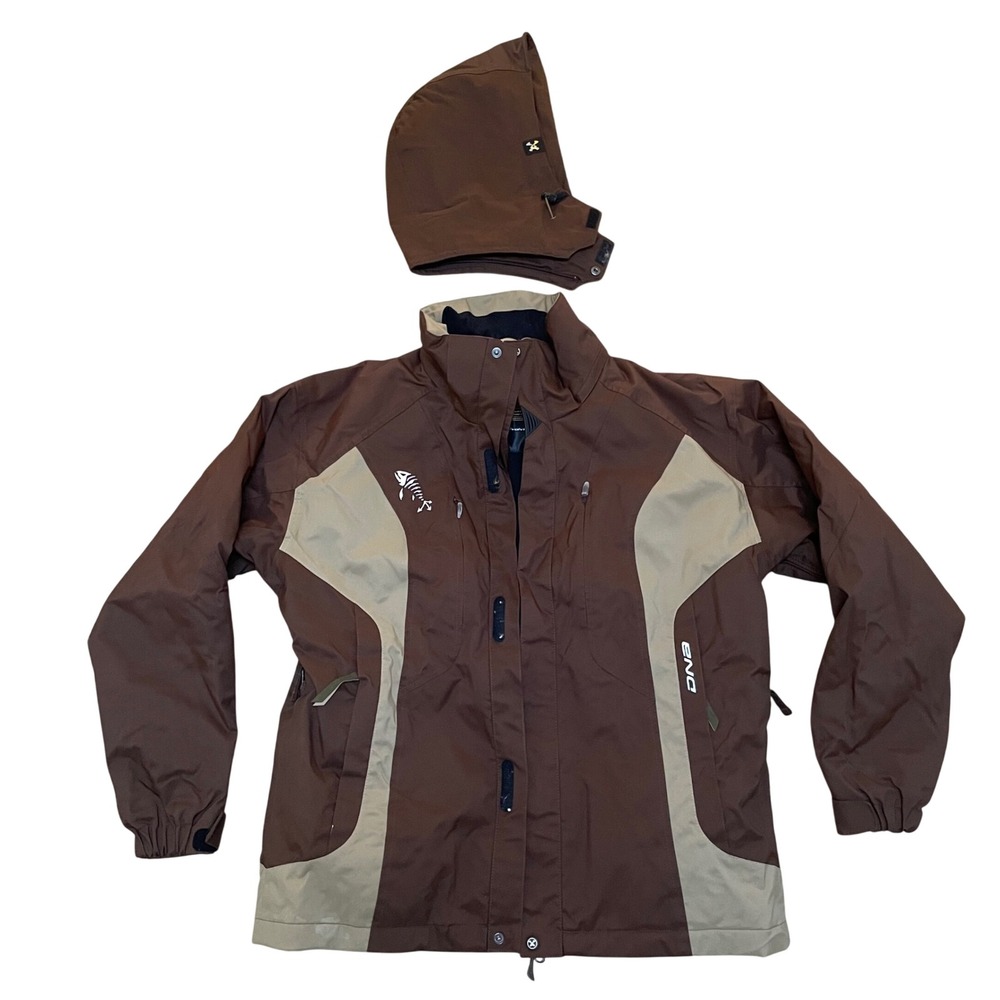 Descente DNA Ski Jacket Mens‎ Large Brown Tan Hooded Full Zip Snow Coat M-T5-XO